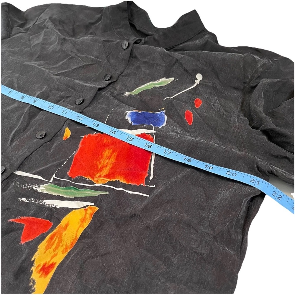 Vtg 90s‎ Black Multi-Color Abstract Art Doncaster Blouse Shirt for Women - Picture 8 of 8